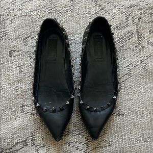Valentino Black Rockstud Flats